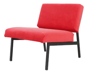 Red Lounge Chair with Black Square Steel, 1960s