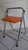 Folding Occasional Stool in Chromed Metal with Orange Imitation Leather Seat, France, 1970s For Sale - Image 4 of 12