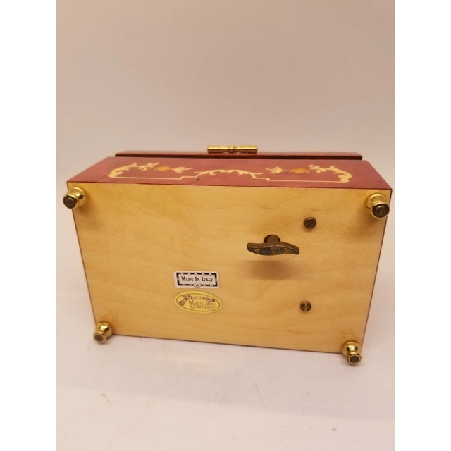 Art Nouveau The San Francisco Music Box Italian Inlaid Burl Wood Swiss Movement Ring Jewelry Box For Sale - Image 3 of 7