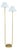 Polly Double Arm FloorLamp, Natural Brass with Mist Blue Scalloped Shade For Sale