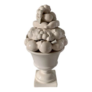 Mid-Century White Glazed Ceramic Fruit Topiary For Sale