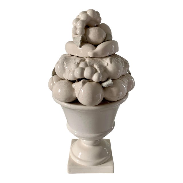 Mid-Century White Glazed Ceramic Fruit Topiary For Sale