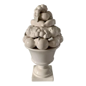 Mid-Century White Glazed Ceramic Fruit Topiary