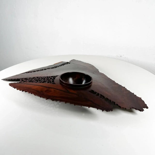 Wood 1970s Handcrafted Organic Rosewood Lattice Table Sculpture For Sale - Image 7 of 16