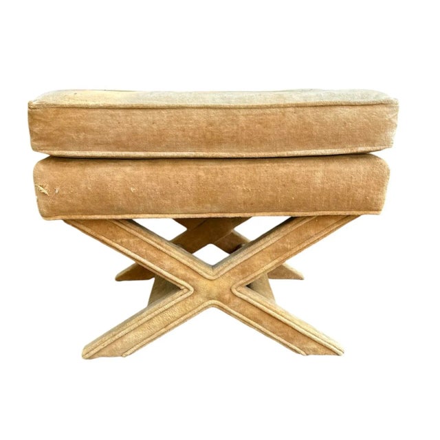 Late 20th Century Vintage Pillow Top Tufted X Benches For Sale - Image 5 of 8