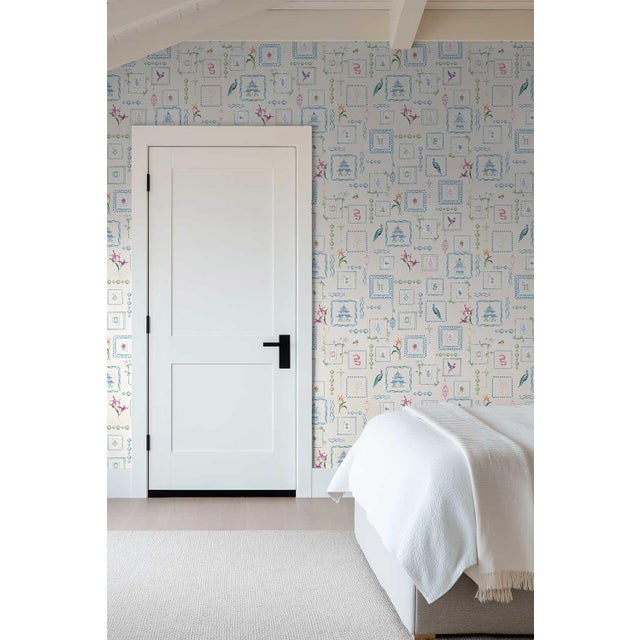 Chinoiserie Mahjong Tile Grasscloth Wallpaper by House Party | Soap White | 8 Yards For Sale - Image 3 of 7