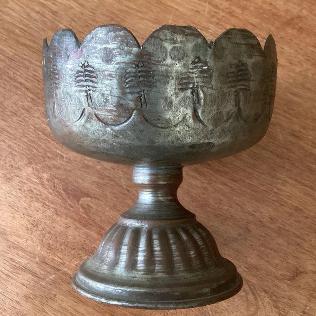 Dark Gray Antique Mid 19th Century Middle Eastern Silver on Cooper Footed Bowl For Sale - Image 8 of 12