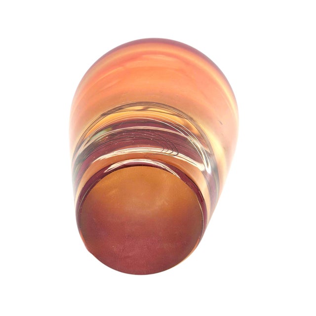 Murano-Style Sommerso Art Glass Vase With Amber Overlay and Internal Swirl, 12" For Sale - Image 10 of 10
