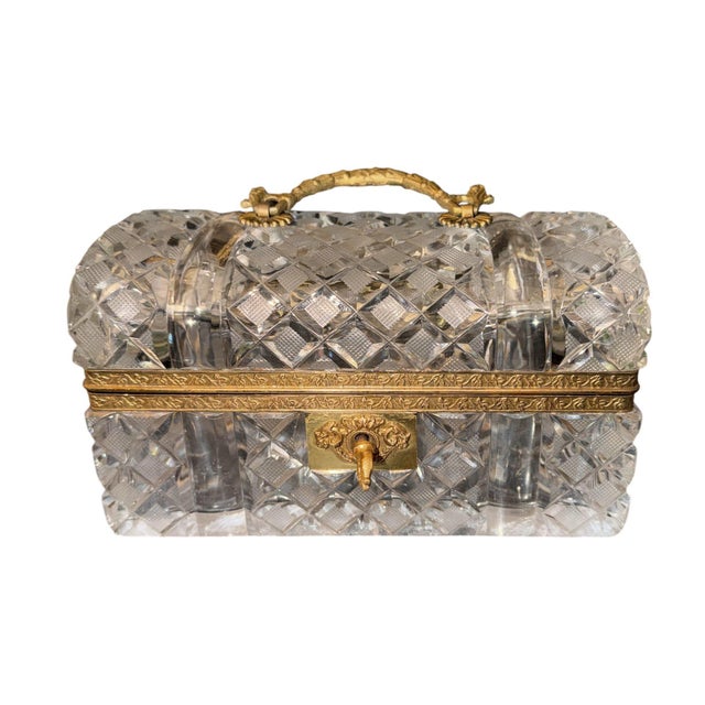 Glass Set of Three Baccarat Crystal Jewelry Caskets, France, Late 19th Century. For Sale - Image 7 of 9
