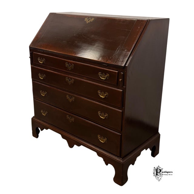 Early 20th Century Antique Chippendale Style Mahogany Secretary Desk For Sale - Image 5 of 11