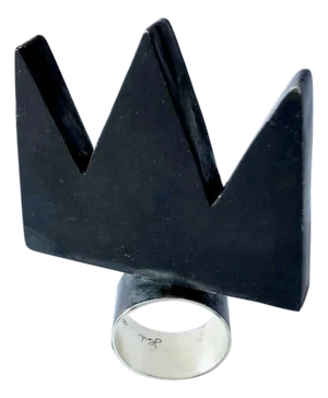 Heidi Abrahamson Oxidized Sterling Silver Basquiat Crown Ring