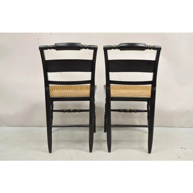 Mid 20th Century Vintage L. Hitchcock Black Stencil Harvest Decorated Cane Side Chair - a Pair For Sale - Image 10 of 11