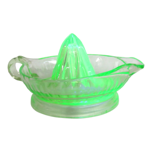 Green Uranium Vaseline Depression Glass Juicer Reamer Citrus Serving Dish 4919b