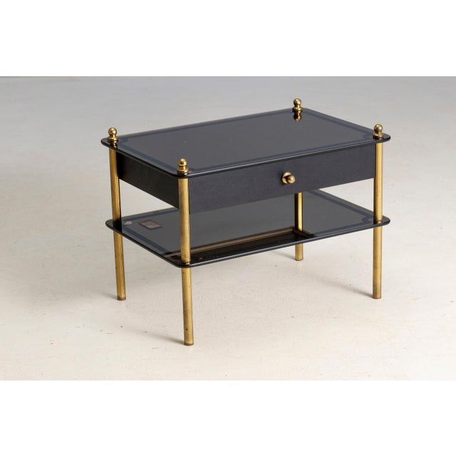 Mid-Century Modern Glass and Brass Side Table with Drawer, 1970s For Sale - Image 3 of 6
