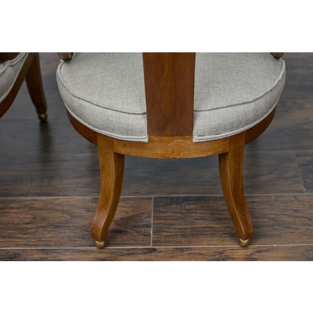 English Pair of English Style Spoon Chairs circa 1920 with Upholstered Seat Cushions For Sale - Image 3 of 12