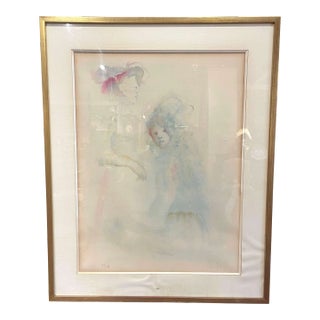 20th Century French Surrealist Lithograph of Two Women Signed Leonor Fini For Sale
