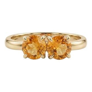 Minimalist Citrine Double Gemstone Ring, November Birthstone Ring Us 7 For Sale