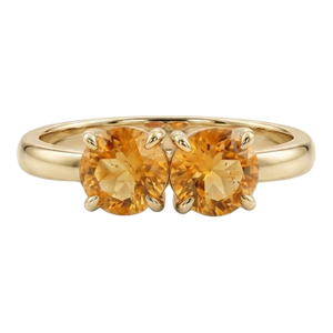 Minimalist Citrine Double Gemstone Ring, November Birthstone Ring Us 7