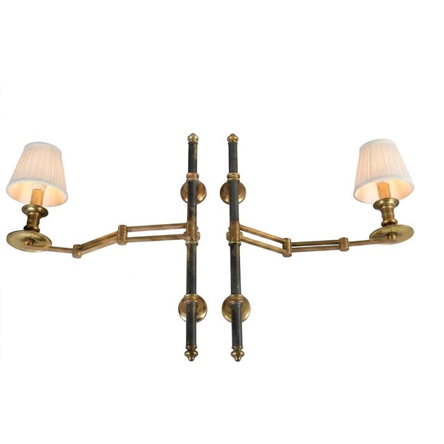 Vintage French Brass Swing-Arm Wall Lamps from Maison Jansen, 1960s, Set of 2 For Sale - Image 13 of 13