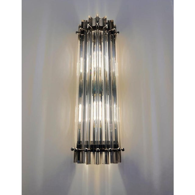Metal Italian Murano Glass Wall Sconces in the style of Venini, 1990s, Set of 4 For Sale - Image 7 of 18