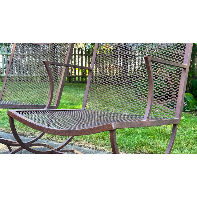 Mid-Century Bob Anderson Wrought Iron Mesh Patio Chairs - 5 Pieces, Attributed For Sale - Image 11 of 16