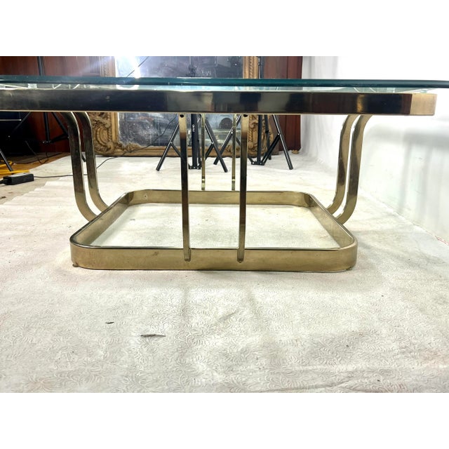 1980s Metal and Glass Coffee Table For Sale - Image 4 of 7