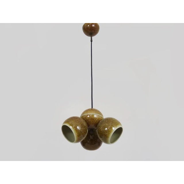 Vintage Italian Chandelier with Three Ball Lights in Glazed Sandstone from Stilnovo, 1960s For Sale - Image 3 of 10