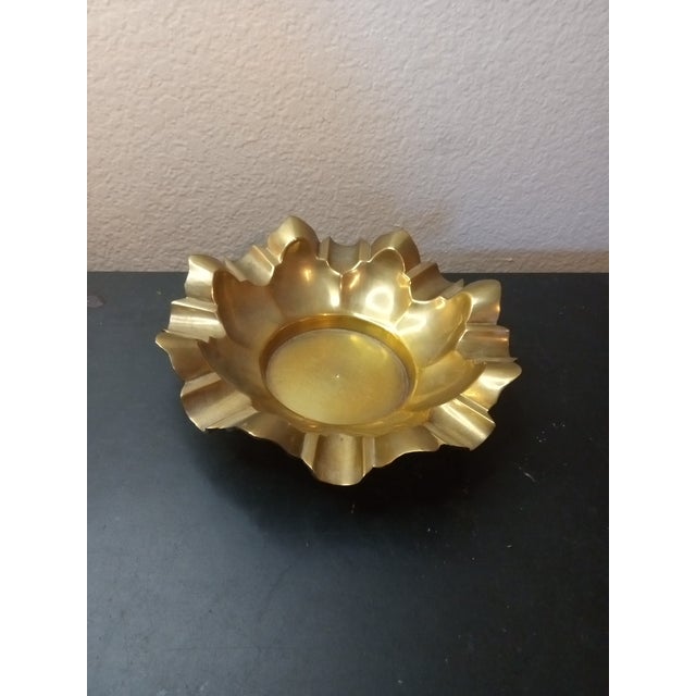 Metal 1960s Solid Brass Scalloped Catchall or Ashtray Bowl For Sale - Image 7 of 7