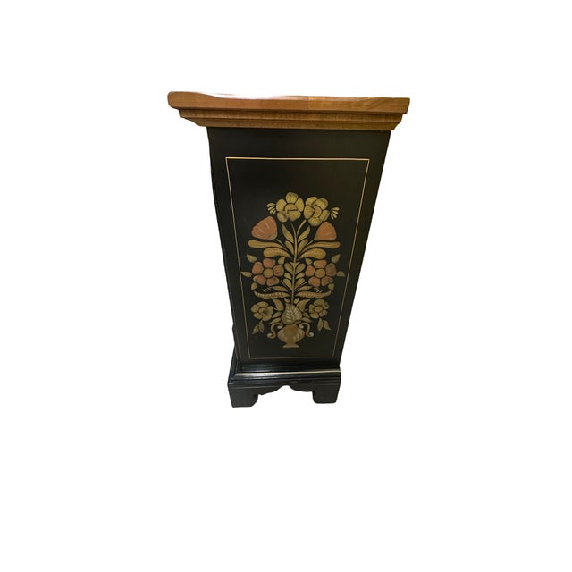Late 20th Century Ethan Allen Hand-Painted Black Cabinet With Floral Folk Art Panels For Sale - Image 9 of 12