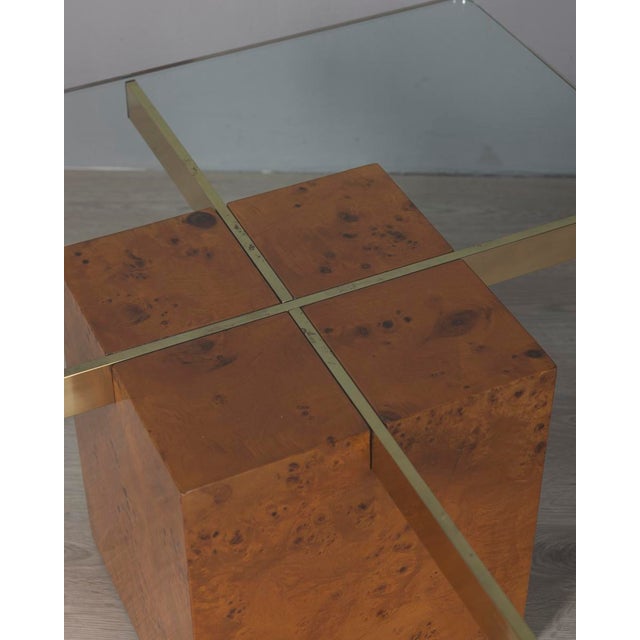 1970s Vintage Italian Briar and Glass Coffee Table, 1970s For Sale - Image 5 of 11