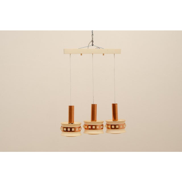 Vintage Hanging Lamp with Three Cut Glass Lampshades from Kamenický Šenov, 1970s, in Very Good conditions. Designed 1970...