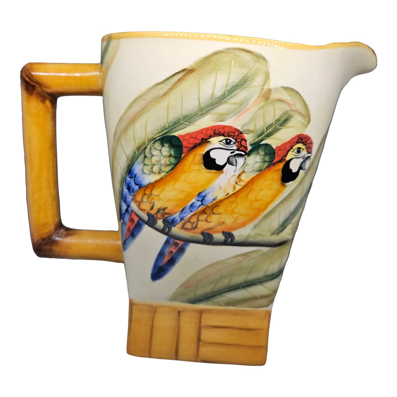 Vintage Hand Painted Ceramic Parrot Water Pitcher, Pacific Rim | Chairish