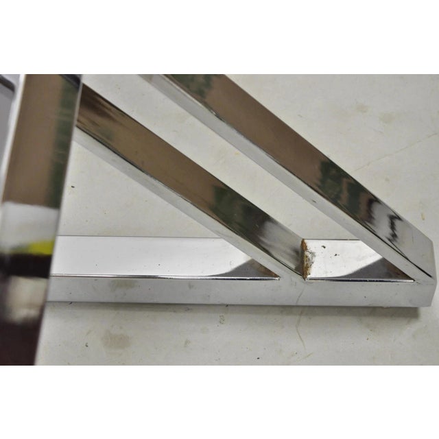Vintage Mid Century Modern Chrome Frame Z Shaped Metal Desk Dining Table Base For Sale - Image 9 of 11