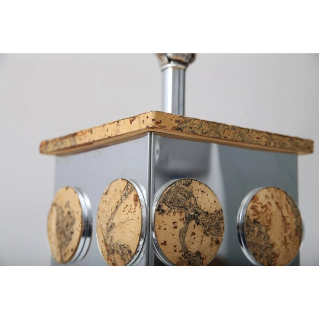 Paul Evans Cork & Chrome Table Lamp Paul Evans Style For Sale - Image 4 of 11