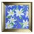 Original Framed Daisy Garden Painting, White Blue Green Floral Wall Art, Oil on Canvas in Gold Frame, 14x14 Maximalist Boho Home Decor For Sale