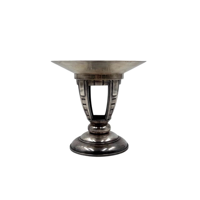 Art Deco centerpiece / coup / vide poche France 1940 silver-plated metal 20 cm H x 18 cm diam. Conditions: excellent...