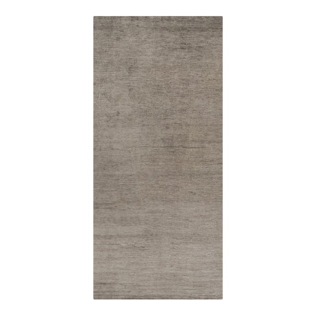 Rug & Kilim’s Oversized Modern Textural Rug in Brown, Gray and Beige Striae - 10x22 For Sale