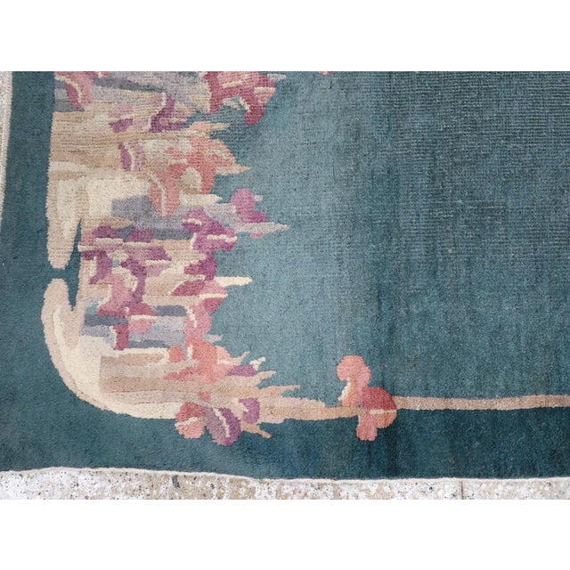 Mid 20th Century Galerie Shabab Collection Mid-20th Century Chinese Art Deco Throw Rug For Sale - Image 5 of 8
