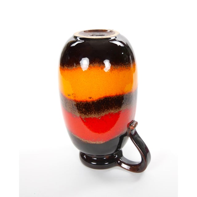 Mid-Century West German Glazed Porcelain Vase, Yellow, Red & Brown 10" Tall For Sale - Image 9 of 11