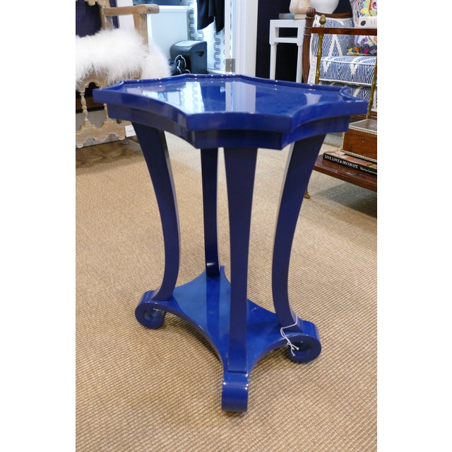 Navy Blue Lacquered Side Table Chairish