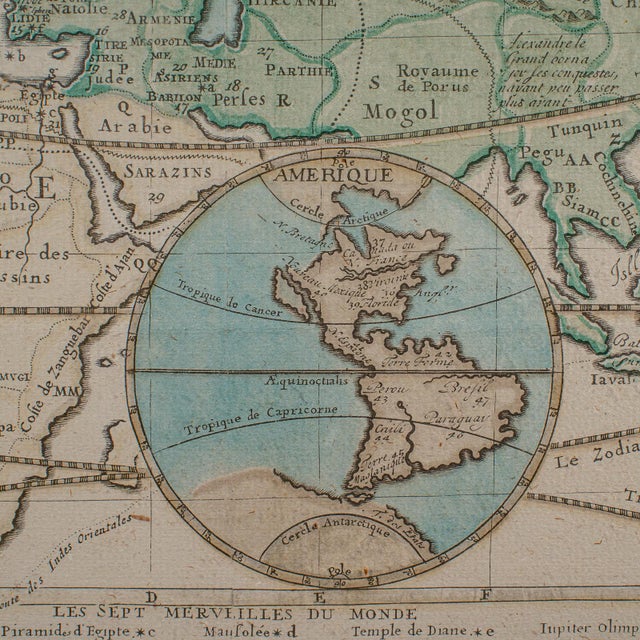 Beige Antique Plan De l'Historie Universelle World Map, Framed Cartography, Circa 1730 For Sale - Image 8 of 12