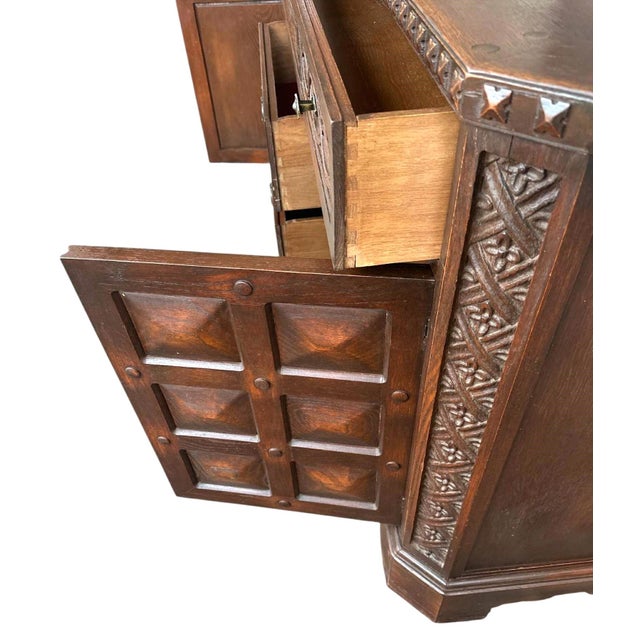 Romweber Romweber Viking Oak Arts & Crafts Sideboard or Credenza - Vintage 1950s, Attributed For Sale - Image 4 of 7