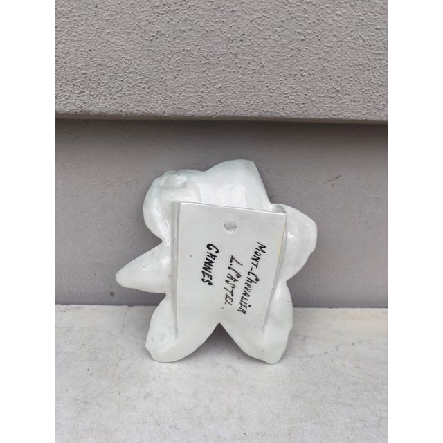 1900 - 1909 French Majolica Pink Lily Wall Pocket Mont-Chevalier Castel Circa 1900 For Sale - Image 5 of 10