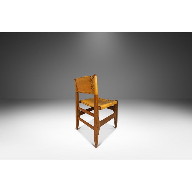 Mid-Century Modern Safari Tanned Saddle Leather & Oak Lounge/Side Chair Designed by Biermann Werner for Arte Sano, Colombia, C. 1960's For Sale - Image 3 of 12