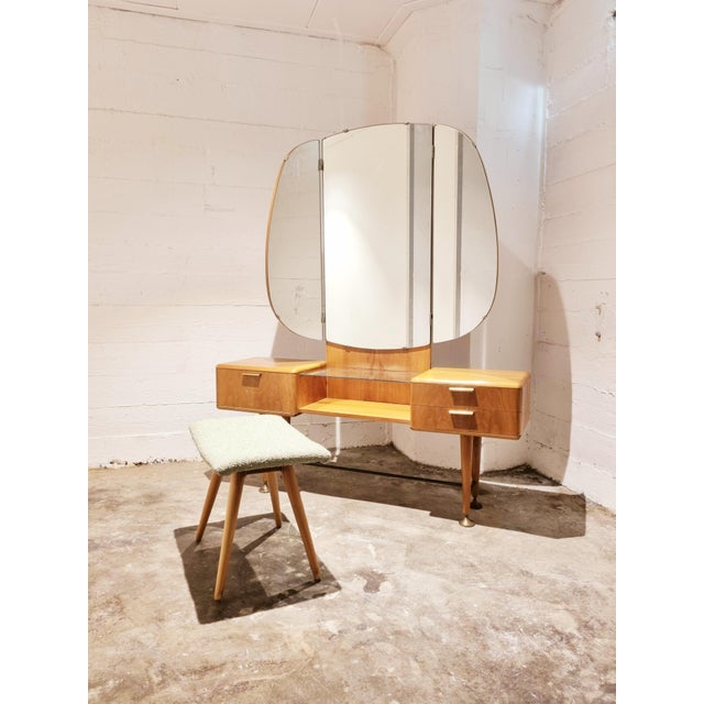 Mid-Century Art Deco Style Walnut & Brass Dressing Table by A.A. Patijn for Zijlstra Joure For Sale - Image 12 of 14
