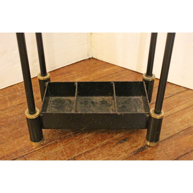 Circa 1950s English Brass & Black Painted Cast Iron Stick Stand For Sale - Image 4 of 5