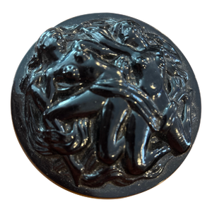 Art Deco Black Glass Trinket Box