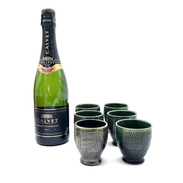 Mid-Century Modern Ceramic Set Pitcher and Mugs with Sgraffito Decoration, Italy, 1960s, Set of 7 For Sale - Image 18 of 18