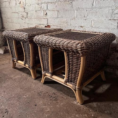 Bedside Tables in Wicker and Bamboo, Set of 2 For Sale - Image 6 of 10