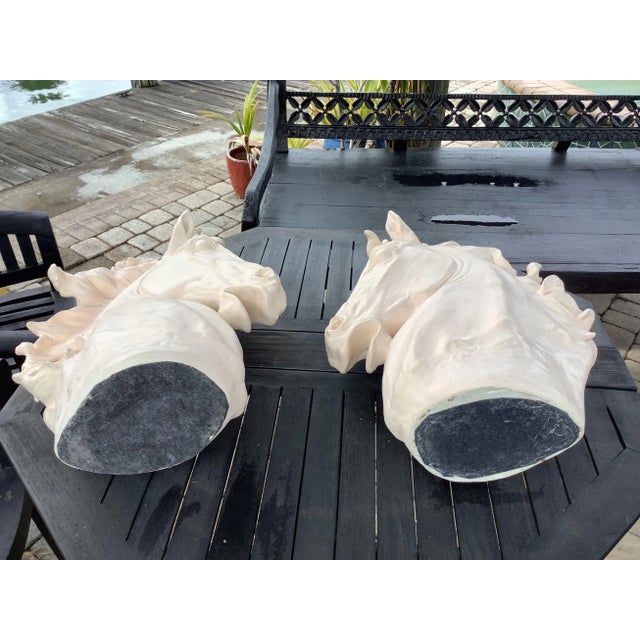 1960s Large 20th Century Plaster Neoclassical Horse’s Sculpture in the Style of Ralph Lauren - Set of 2 For Sale - Image 5 of 9